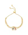 Unwritten Cubic Zirconia Rainbow Bolo Bracelet In Gold