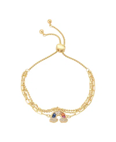 Unwritten Cubic Zirconia Rainbow Bolo Bracelet In Gold