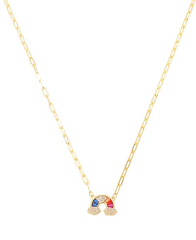 Unwritten Cubic Zirconia Rainbow Pendant Necklace, 16+2" Extender In Gold