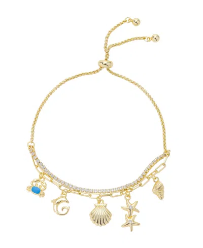 Unwritten Cubic Zirconia Sea Life Bolo Bracelet In Gold