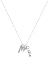 Unwritten Cubic Zirconia Sisters And Angel Wing Short Pendant Charm Necklace In Silver