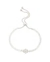 Unwritten Cubic Zirconia Snowflake Adjustable Bolo Bracelet In Silver