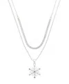 Unwritten Cubic Zirconia Snowflake Pendant Layered Necklace Set In Silver
