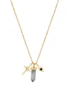 Unwritten Cubic Zirconia Star And Evil Eye Sodalite Crystal Charm Pendant Necklace In Gold