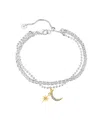 Unwritten Cubic Zirconia Star Moon Tennis And Ball Bracelet In Two-tone