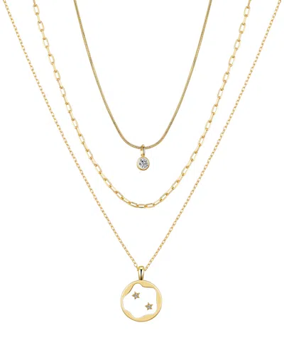 Unwritten Cubic Zirconia Star Paperclip Layered Necklace Set In Gold