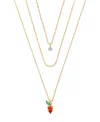 Unwritten Cubic Zirconia Strawberry Pendant Layered Necklace Set