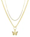 Unwritten Cubic Zirconia Tennis Butterfly Layered Necklace Set