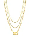 Unwritten Cubic Zirconia Tennis Paperclip Oval Carabiner Layered Necklace Set