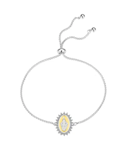 Unwritten Cubic Zirconia Virgin Mary Bolo Bracelet In Silver