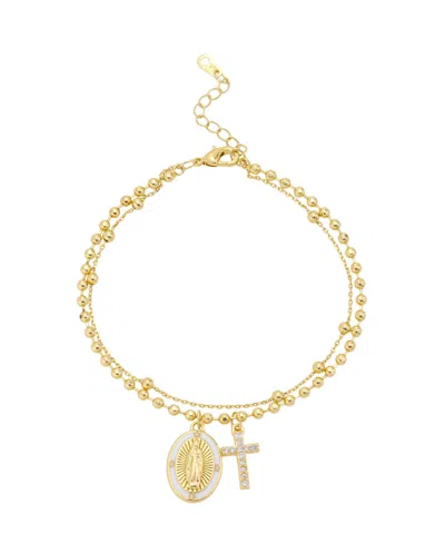 Unwritten Cubic Zirconia Virgin Mary Double Layer Charm Bracelet In Gold
