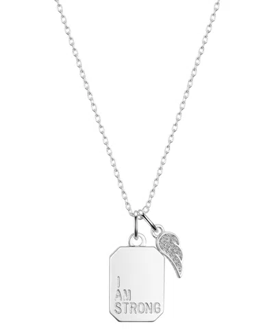 Unwritten Cubic Zirconia Wing "i Am Strong" Pendant Necklace In No Color