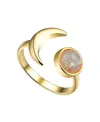 Unwritten Faux Opal Stone And Moon Bypass Ring In Gold