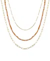 Unwritten Genuine Glass Stone And 14k Gold Plated Layered Necklace Set, 3 Pieces In Champagne