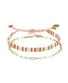 Unwritten Gold Flash Plated Link Chain And Pink Bracelet Set In Pink