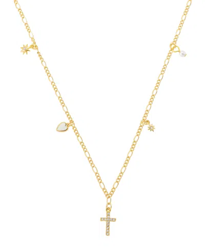 Unwritten Gold Plated Crystal Cross Pendant Charm Necklace
