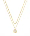 Unwritten Gold Plated Cubic Zirconia Teardrop Flat Oval Necklace Set In Gold