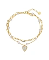 UNWRITTEN IMITATION MOTHER OF PEARL HEART AND WHITE IMITATION PEARL BRACELET