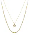 Unwritten Labradorite Stone Mother Of Pearl And Cubic Zirconia Clover Layered Necklace Set