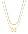 Unwritten Letter "a" Initial Snake Chain Cubic Zirconia Chain Necklace With Extender 2pcs Set In Gold