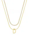 Unwritten Letter "a" Initial Snake Chain Cubic Zirconia Chain Necklace With Extender 2pcs Set In Gold