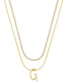 Unwritten Letter "a" Initial Snake Chain Cubic Zirconia Chain Necklace With Extender 2pcs Set In Gold