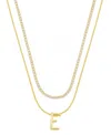 Unwritten Letter "e" Initial Snake Chain Cubic Zirconia Chain Necklace With Extender 2pcs Set In Gold
