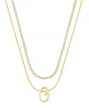 Unwritten Letter "o" Initial Snake Chain Cubic Zirconia Chain Necklace With Extender 2pcs Set In Gold