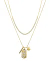 Unwritten "mom" Cubic Zirconia Mother Of Pearl Tennis Charm Layered Necklace Set In Gold
