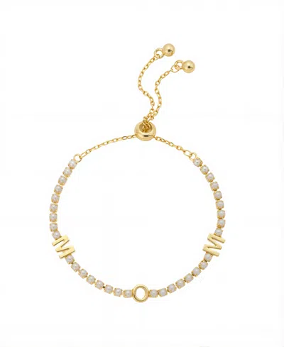 Unwritten Mom Glass Pearl Bolo Braclet In Gold