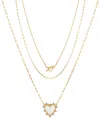 Unwritten Mother Of Pearl And Cubic Zirconia Heart Toggle Layered Necklace Set In Gold