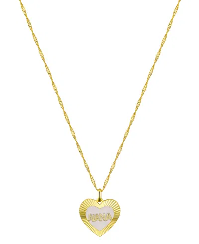 Unwritten Mother Of Pearl Diamond Cut Heart Nana Necklace In Gold