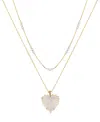 Unwritten Mother Of Pearl Heart And Freshwater Cultivated Pearl Layered Pendant Necklace Set In Gold