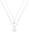Unwritten Mother Of Pearl Heart "xoxo" Layered Necklace Set In Silver