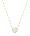 Unwritten Mother Of Pearl Inlay Cubic Zirconia Heart Necklace With Extender In Gold