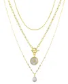 Unwritten Mother Of Pearl Star Paperclip Toggle Layered Necklace Set In Gold