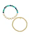 UNWRITTEN MULTI BLUE QUARTZ FEARLESS STONE AND BEADED STRETCH BRACELET SET