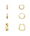 Unwritten Multi Color And Clear Cubic Zirconia Hoop Earring Set In Gold