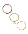 Unwritten Multi Color Disk Heart Beaded Stretch Bracelet Set In Gold