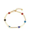 Unwritten Multi Color Evil Eye Paperclip Bracelet In Gold