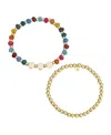 UNWRITTEN MULTI COLOR QUARTZ BFF STONE AND BEADED STRETCH BRACELET SET