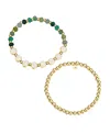 UNWRITTEN MULTI GREEN QUARTZ GRATEFUL STONE AND BEADED STRETCH BRACELET SET