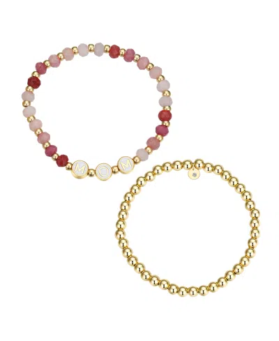 UNWRITTEN MULTI PINK QUARTZ MOM STONE AND BEADED STRETCH BRACELET SET