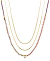 Unwritten Multi Purple Agate Stone And Cubic Zirconia Layered Necklace Set In Gold