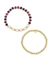 UNWRITTEN MULTI PURPLE QUARTZ STRONG STONE AND BEADED STRETCH BRACELET SET