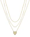 Unwritten Natural Pearl Cubic Zirconia Heart Layered Necklace Set In Gold