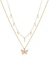 Unwritten Opalite Butterfly And Glass Cultivated Pearl Layered Pendant Necklace Set In Gold
