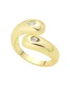 Unwritten Puffed Double Teardrop Cubic Zirconia By Pass Ring In Gold