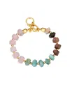 Unwritten Rose Quartz Amazonite Rhodonite Stone Bracelet In Gold
