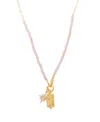 Unwritten Rose Quartz And Mother Of Pearl Beaded Celestial Charm Necklace